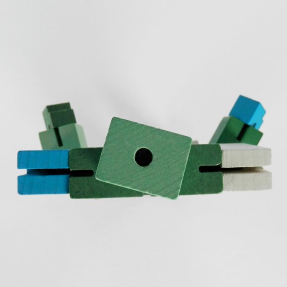 2019 David Weeks Studio Areaware Cubebot Green Blue 5" Puzzle FIdget Figure - Picture 3 of 9